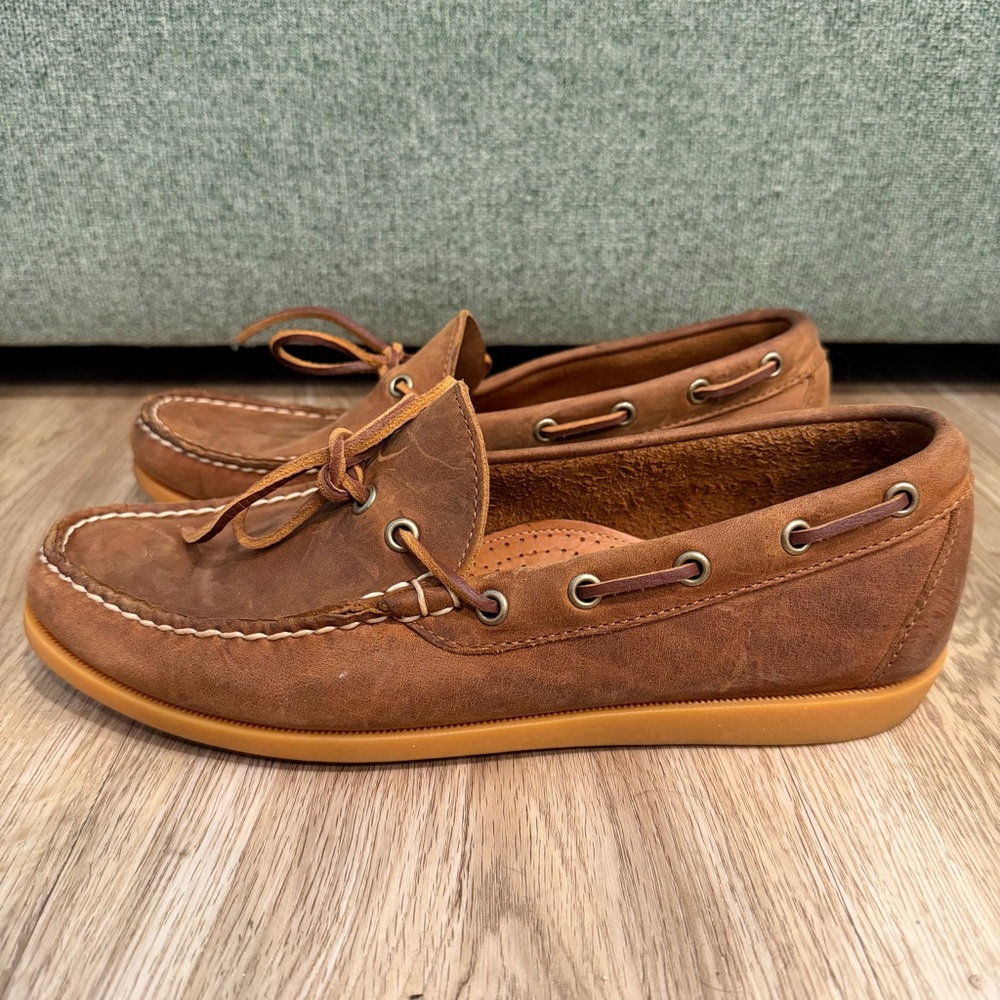 Easymoc Brown Leather Boat Shoes Loafers Mens Size 9D